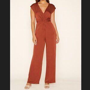 She‎ + Sky Siena Satin Wide Leg Tie Waist Jumpsuit
